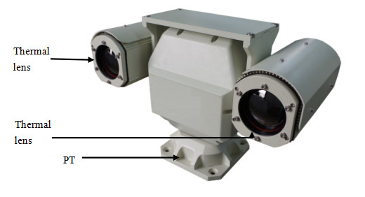 Máy ảnh hình ảnh nhiệt độ dài cảm biến kép Xe gắn trên thiết bị giám sát Ptz